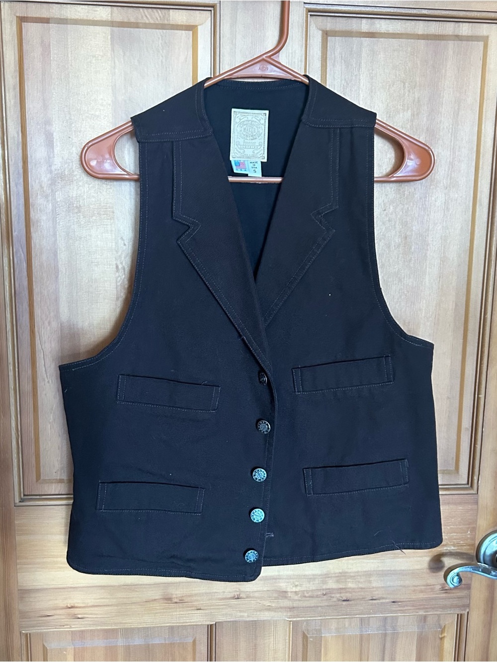 Wah Maker Women's Brown Tailored Button Vest - Classic Sleeveless Blazer Size S